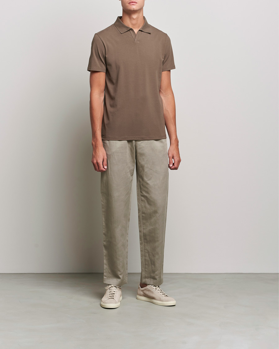 Uomini | Polo | Filippa K | Lycra Polo T-shirt Mole Grey