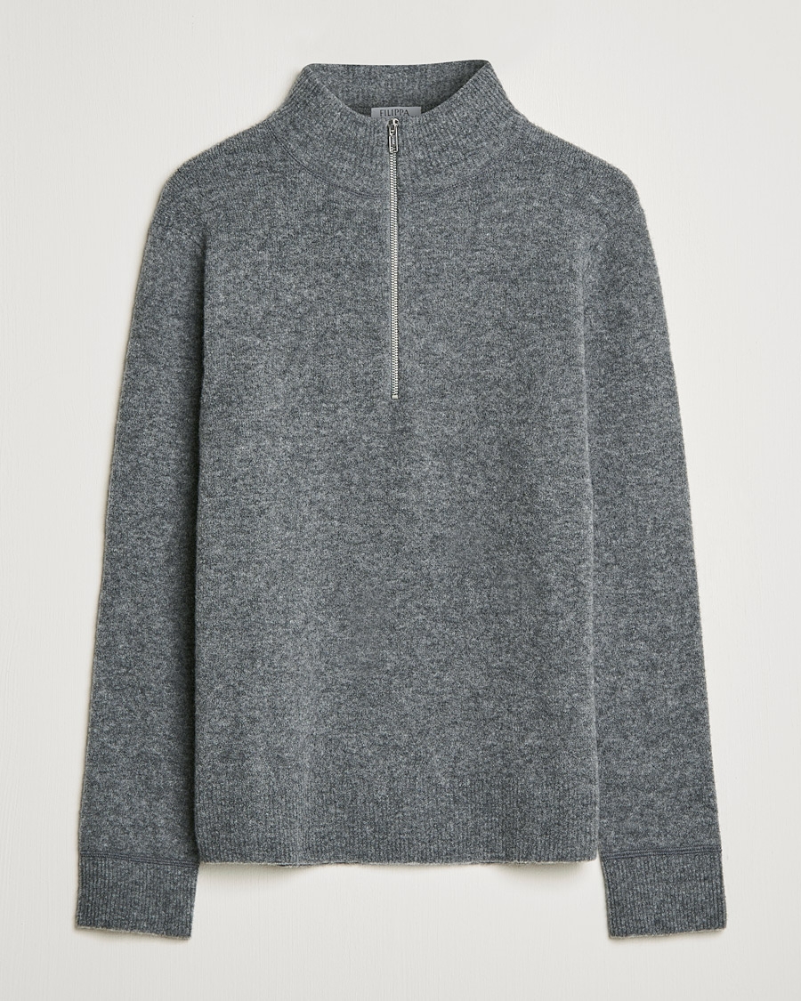 Uomini | Maglieria | Filippa K | Andrew Yak Zip Sweater Mid Grey Melange