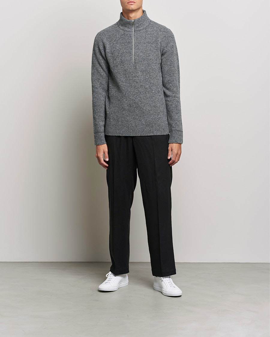 Uomini | Maglieria | Filippa K | Andrew Yak Zip Sweater Mid Grey Melange