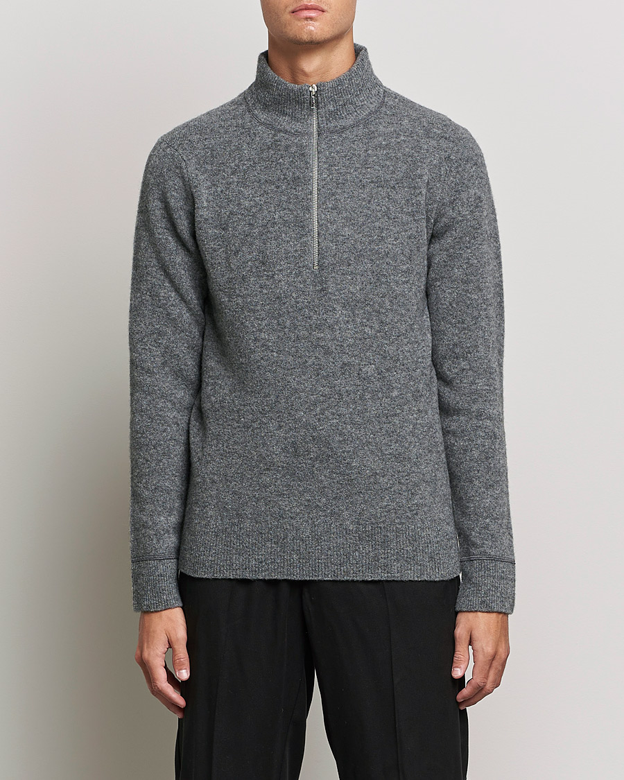 Uomini | Maglieria | Filippa K | Andrew Yak Zip Sweater Mid Grey Melange