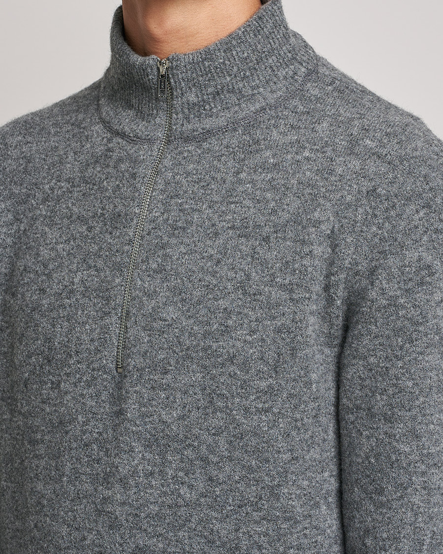 Uomini | Maglieria | Filippa K | Andrew Yak Zip Sweater Mid Grey Melange