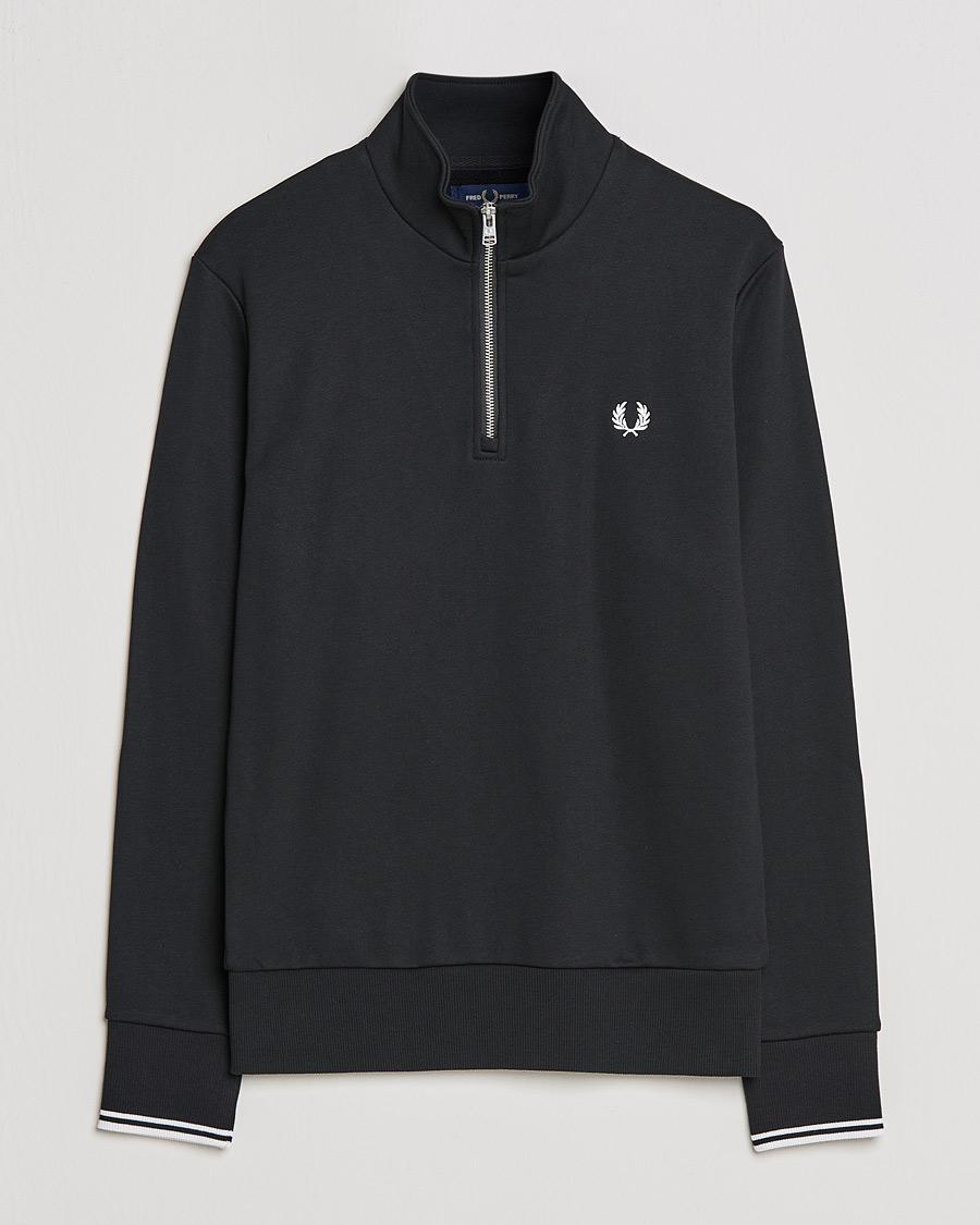 Uomini | Maglieria | Fred Perry | Half Zip Sweatshirt Black