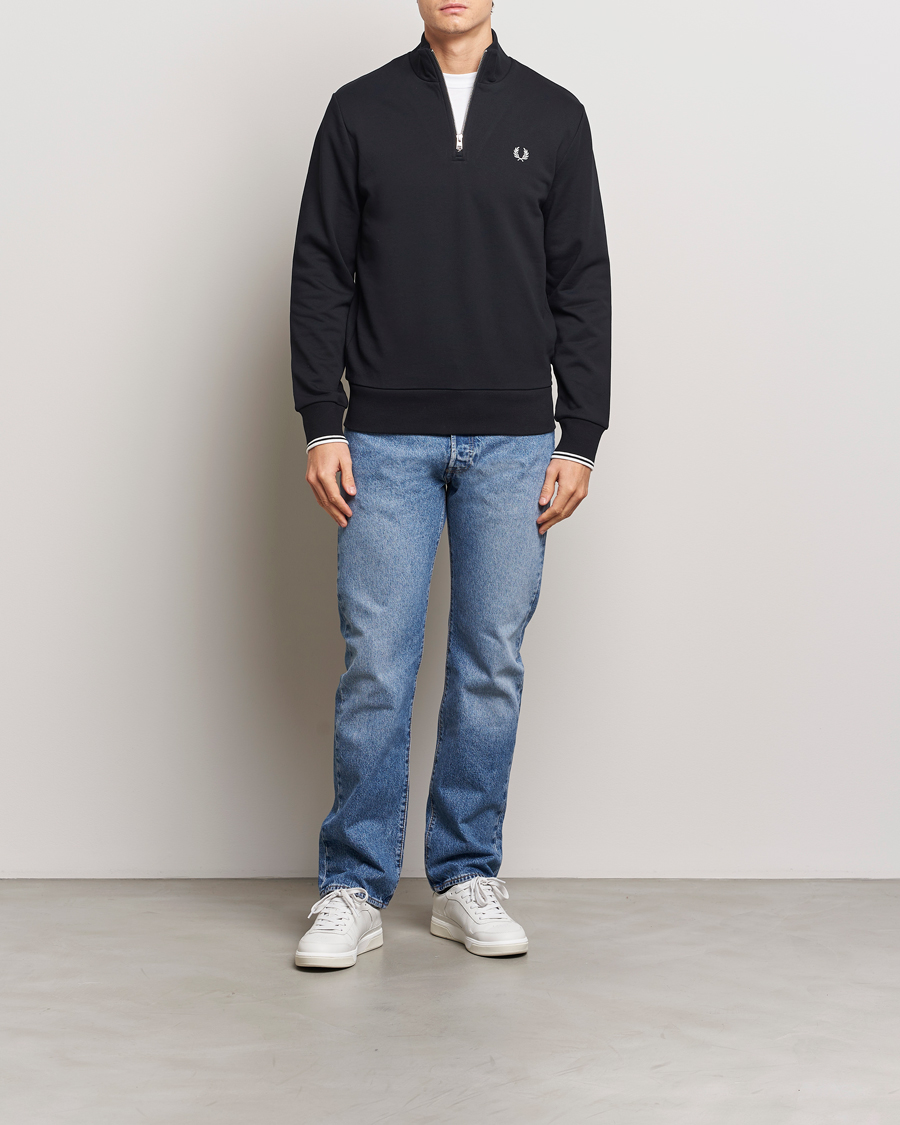 Uomini | Maglieria | Fred Perry | Half Zip Sweatshirt Black