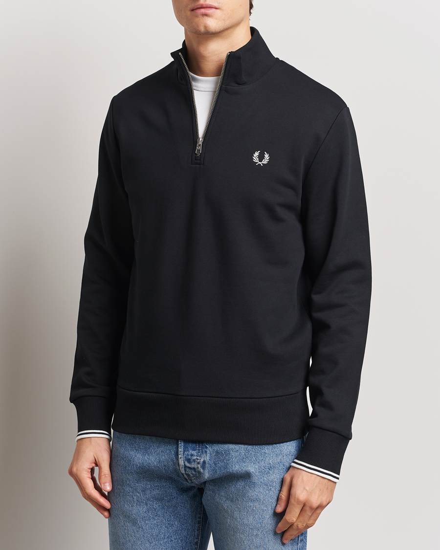 Uomini | Maglieria | Fred Perry | Half Zip Sweatshirt Black
