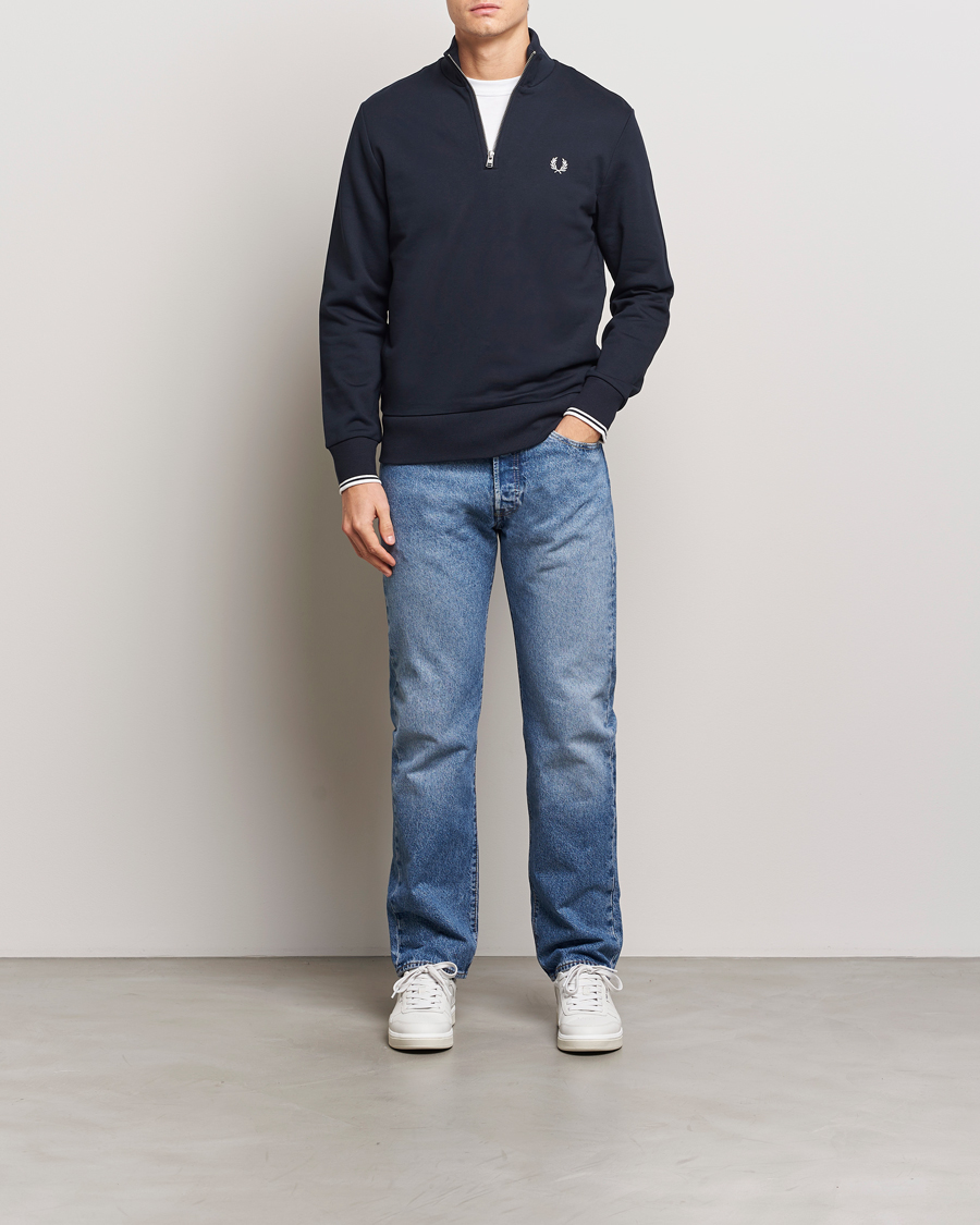 Uomini | Maglieria | Fred Perry | Half Zip Sweatshirt Navy