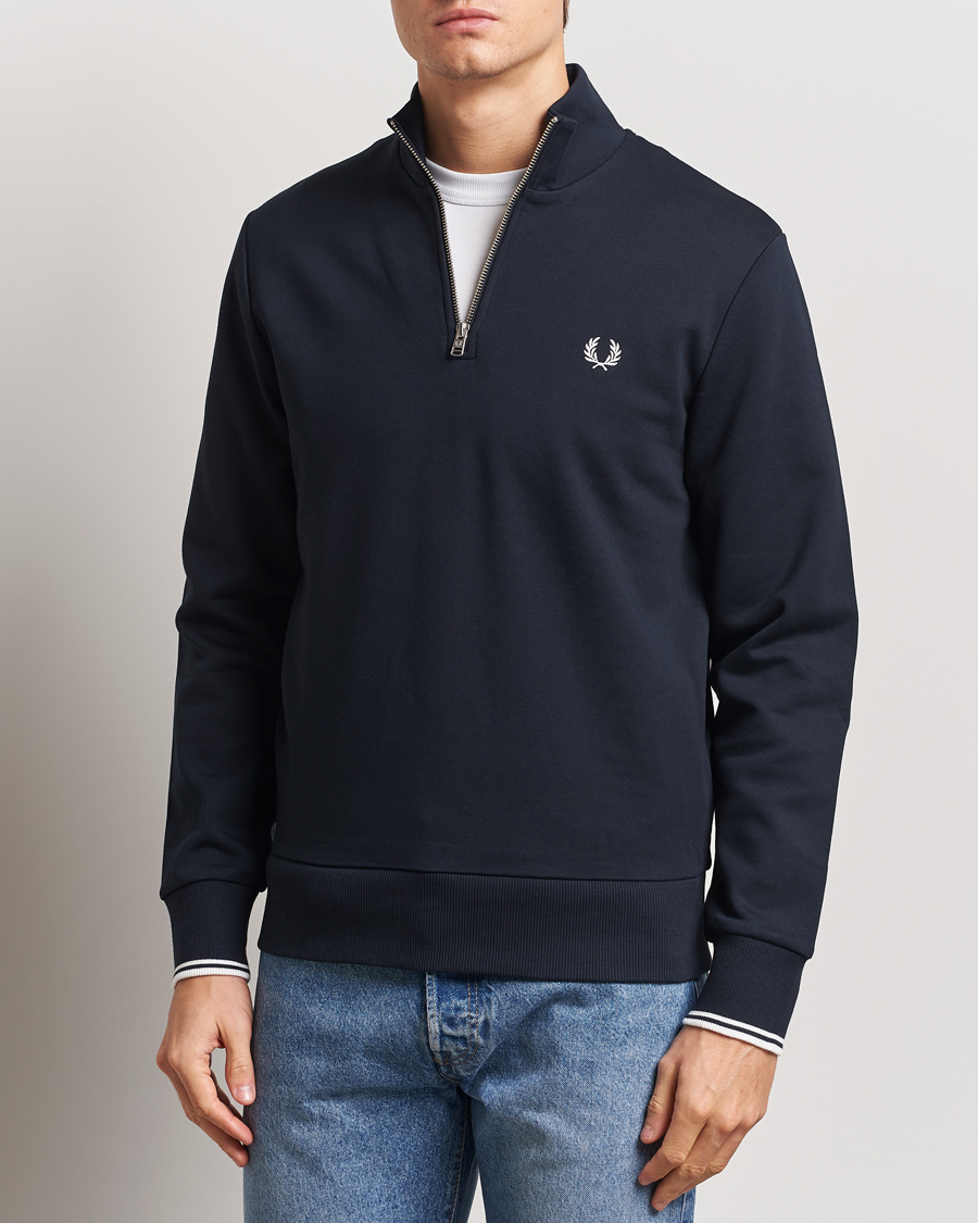 Uomini | Maglieria | Fred Perry | Half Zip Sweatshirt Navy