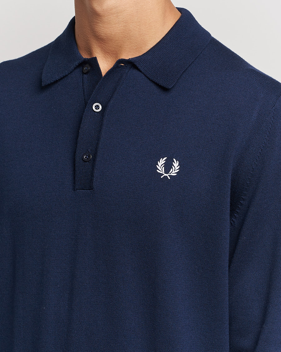 Uomini | Maglieria | Fred Perry | Long Sleeve Knitted Shirt Navy