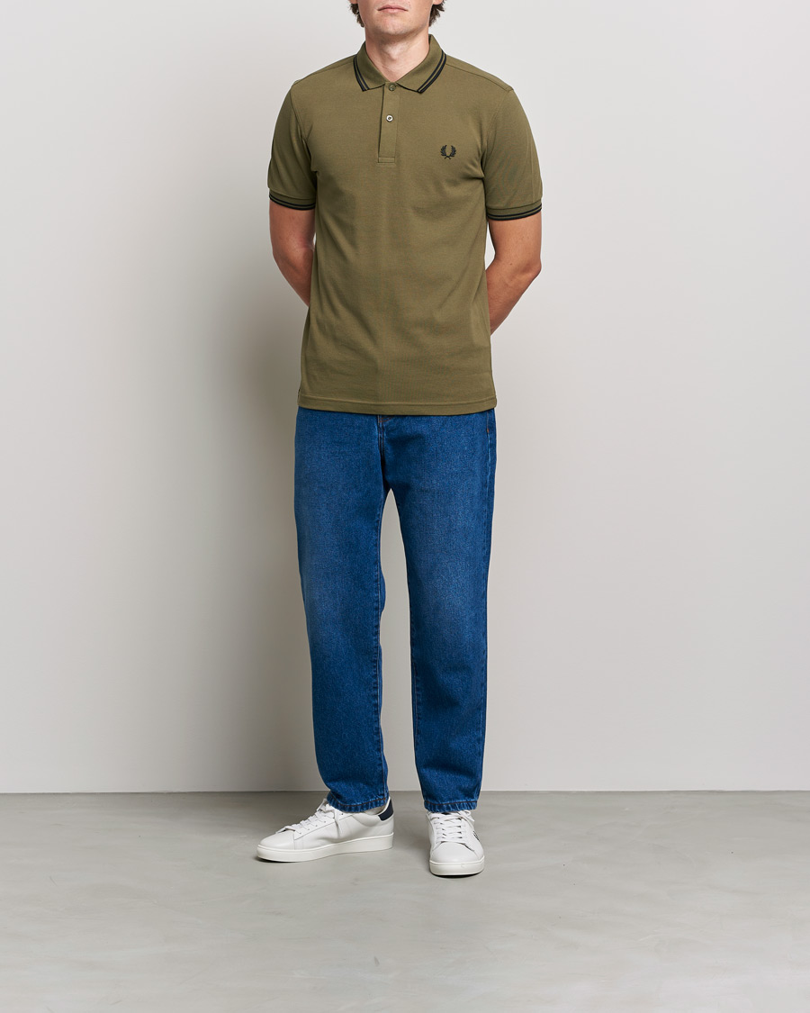 Uomini | Polo | Fred Perry | Twin Tipped Shirt Uniform Green