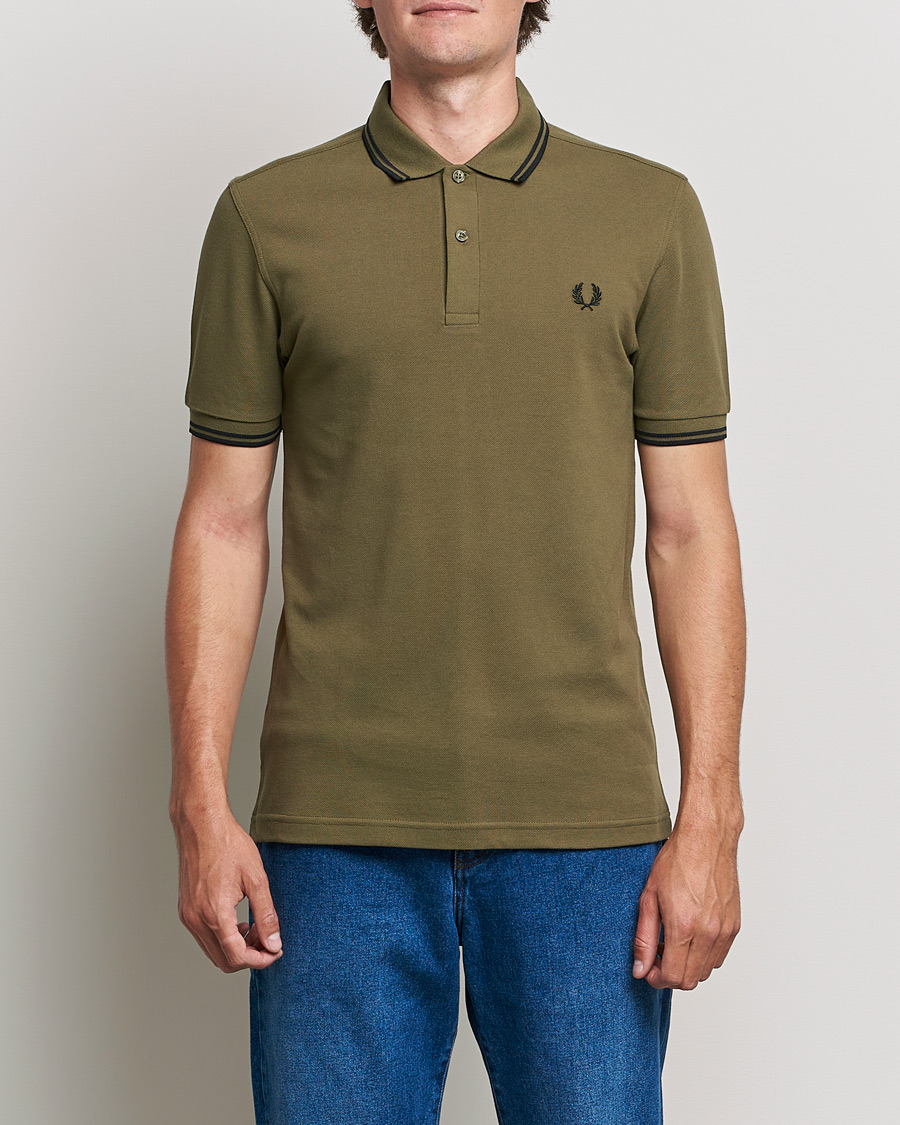 Uomini | Polo | Fred Perry | Twin Tipped Shirt Uniform Green