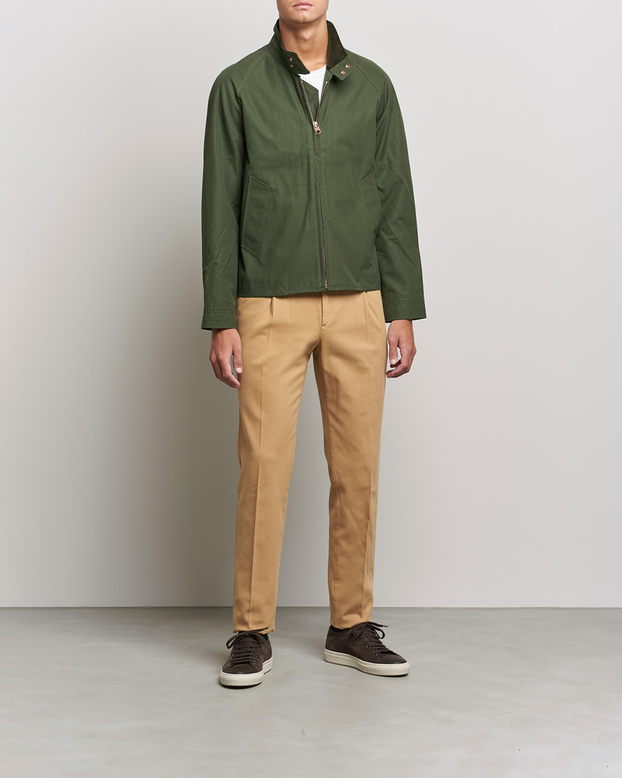 Uomini | Pantaloni | PT01 | Slim Fit Pleated Cotton Stretch Chinos Khaki