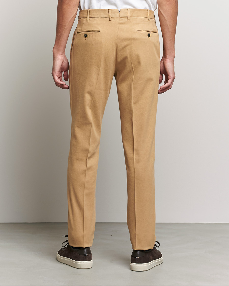 Uomini | Pantaloni | PT01 | Slim Fit Pleated Cotton Stretch Chinos Khaki