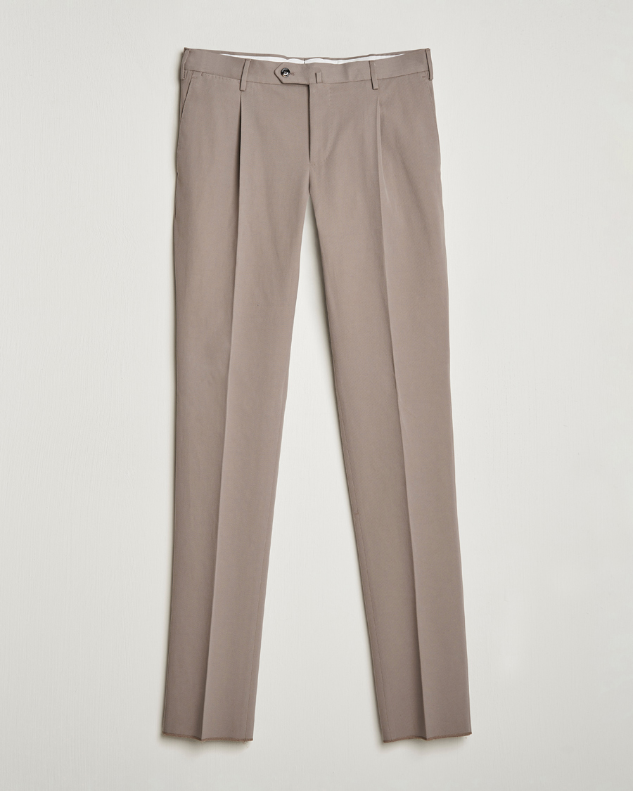 Uomini | Pantaloni | PT01 | Slim Fit Pleated Cotton/Cashmere Chinos Beige