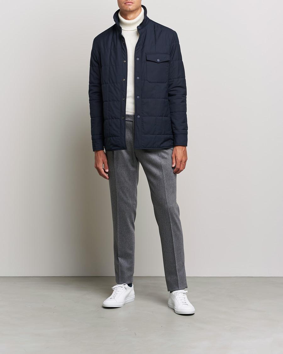 Uomini | Pantaloni | PT01 | Slim Fit Pleated Flannel Trousers Light Grey