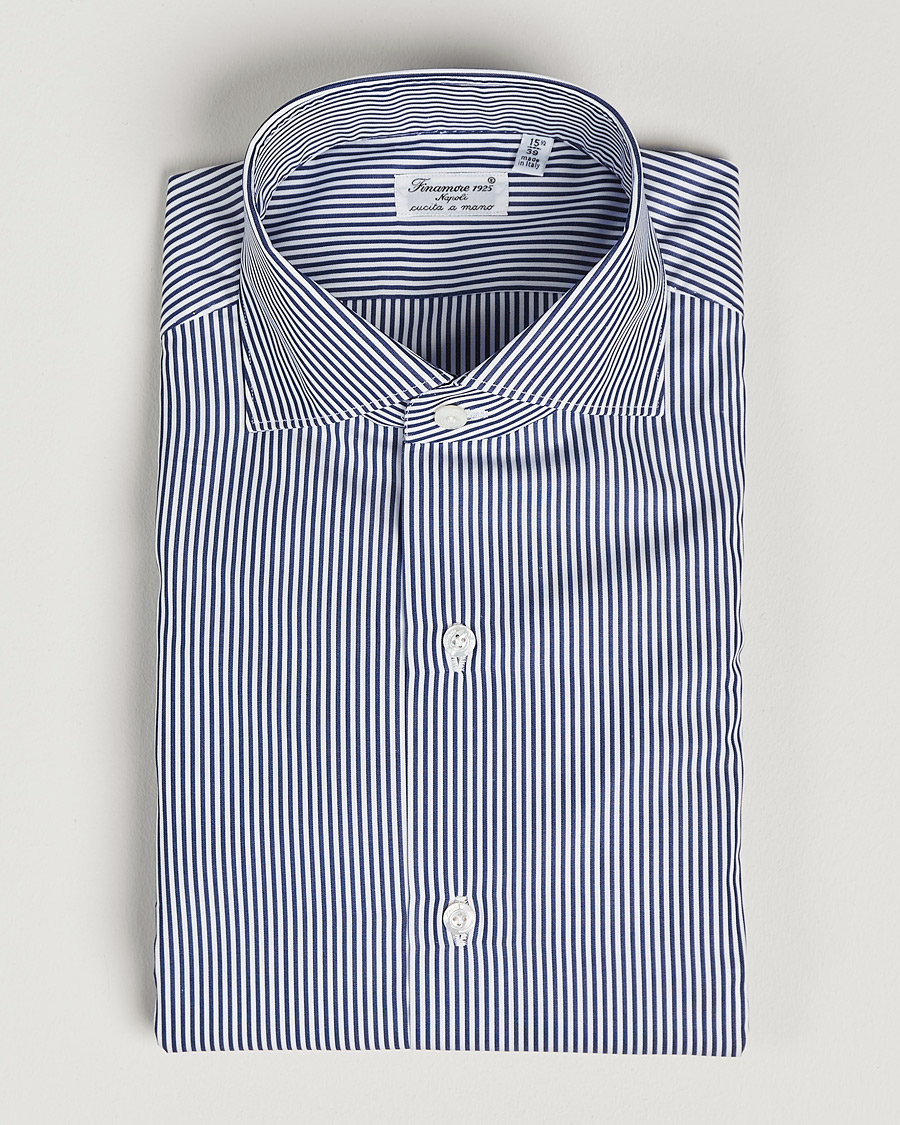 Uomini | Camicie | Finamore Napoli | Milano Slim Dress Shirt Light Blue Stripe