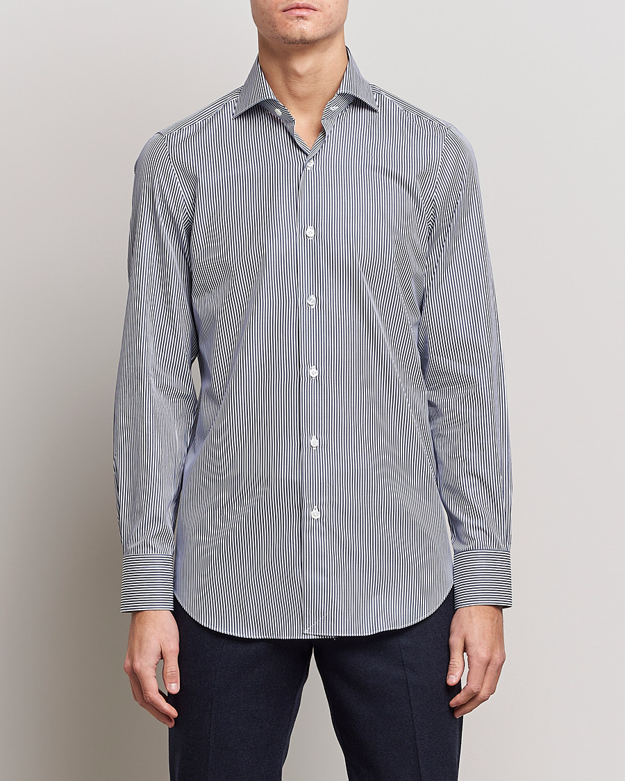 Uomini | Camicie | Finamore Napoli | Milano Slim Dress Shirt Light Blue Stripe