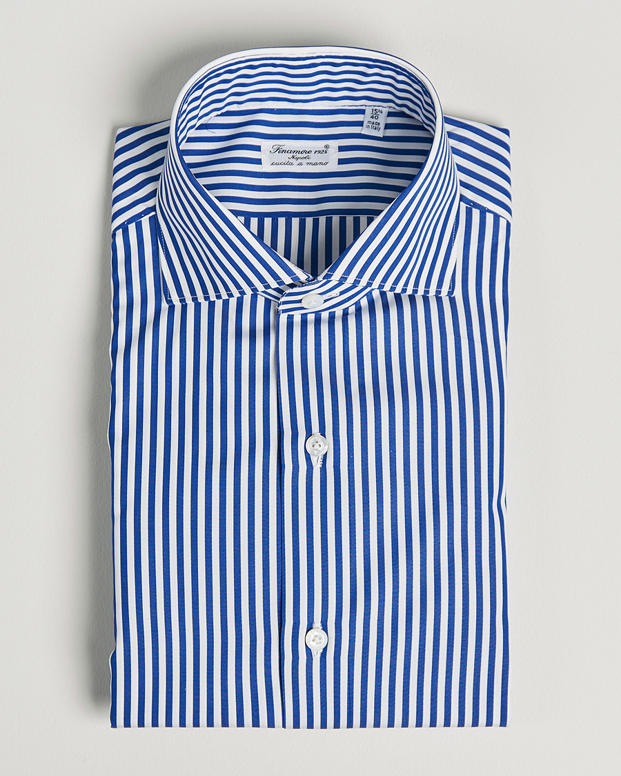 Uomini | Camicie | Finamore Napoli | Milano Slim Dress Shirt Blue Stripe