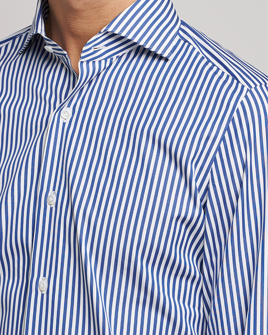 Uomini | Camicie | Finamore Napoli | Milano Slim Dress Shirt Blue Stripe