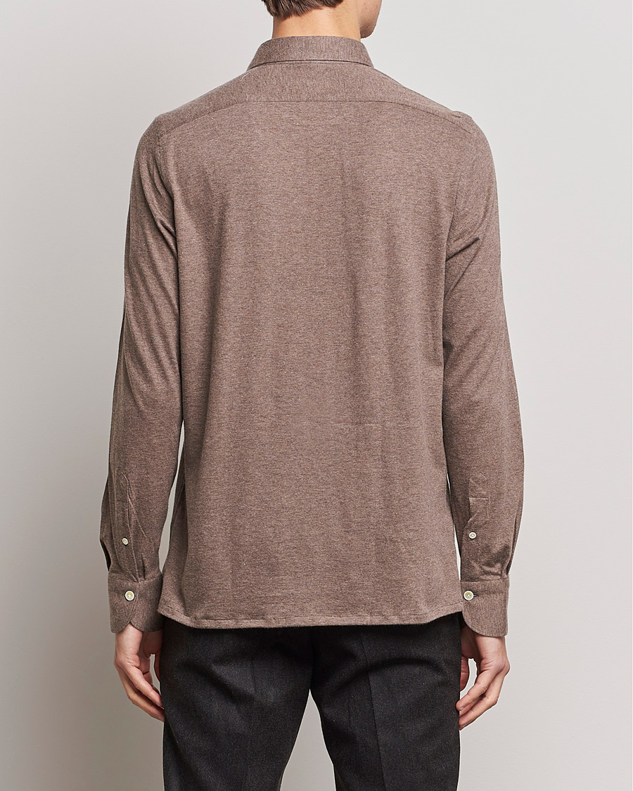 Uomini | Maglieria | Finamore Napoli | Orlando Cashmere Blend Long Sleeve Polo Brown