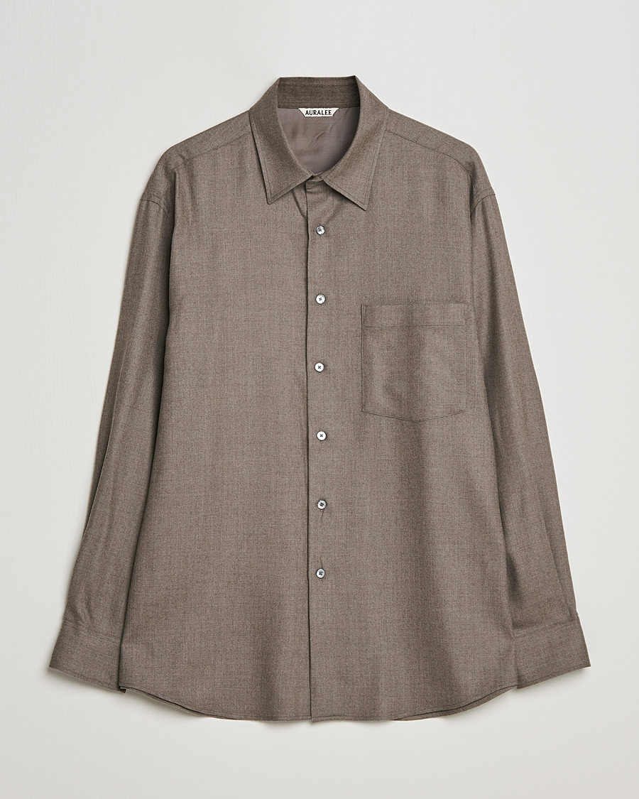 Uomini | Camicie | Auralee | Super Light Wool Shirt Dark Brown