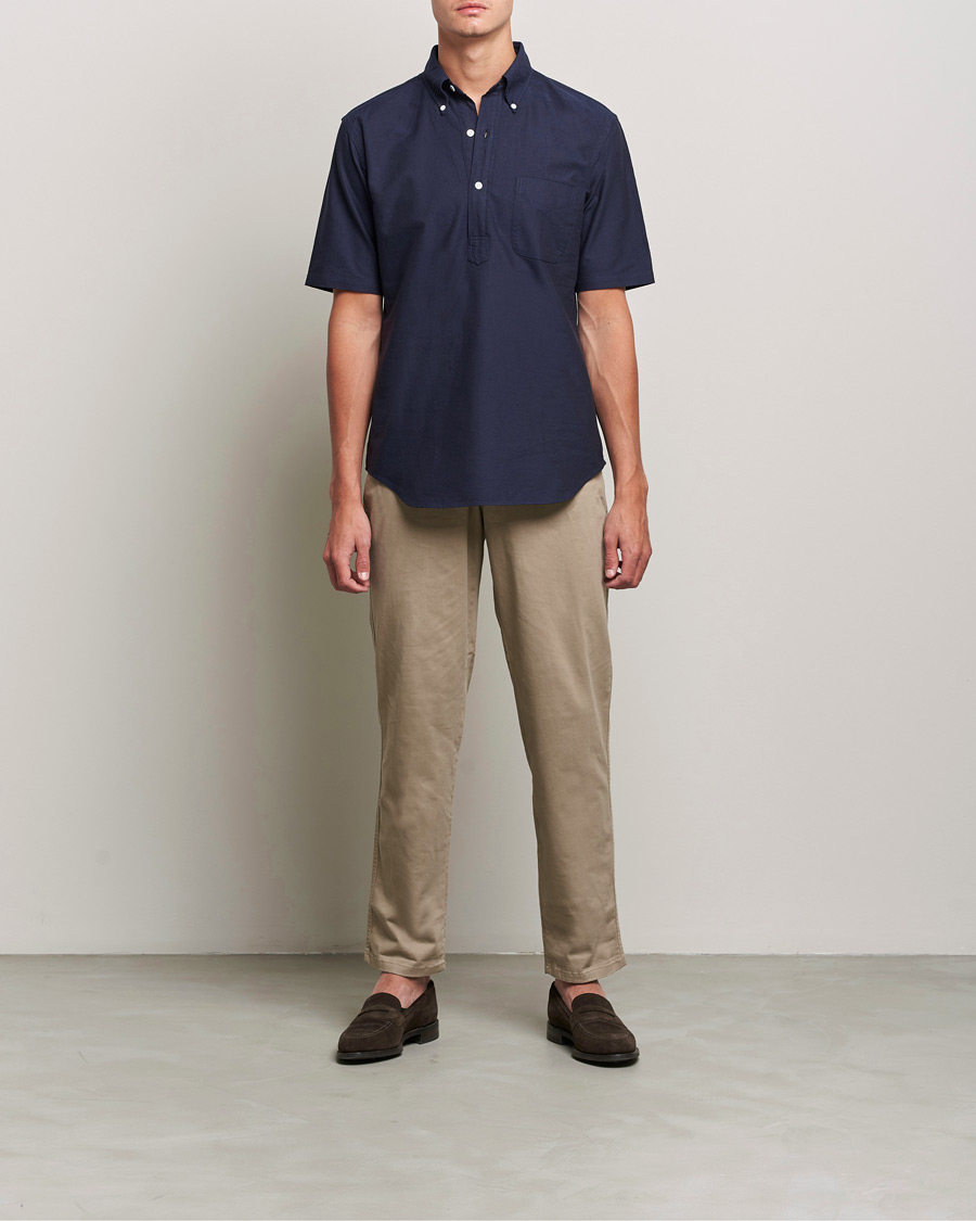 Uomini | Camicie | Kamakura Shirts | Vintage Ivy Short Sleeve Popover Shirt Navy