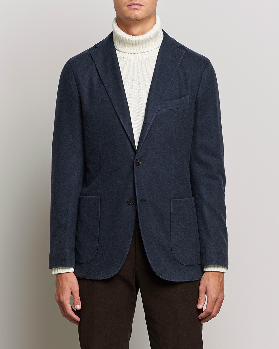 Uomini | Blazers | Boglioli | K Jacket Garment Dyed Cashmere Blazer Dark Blue