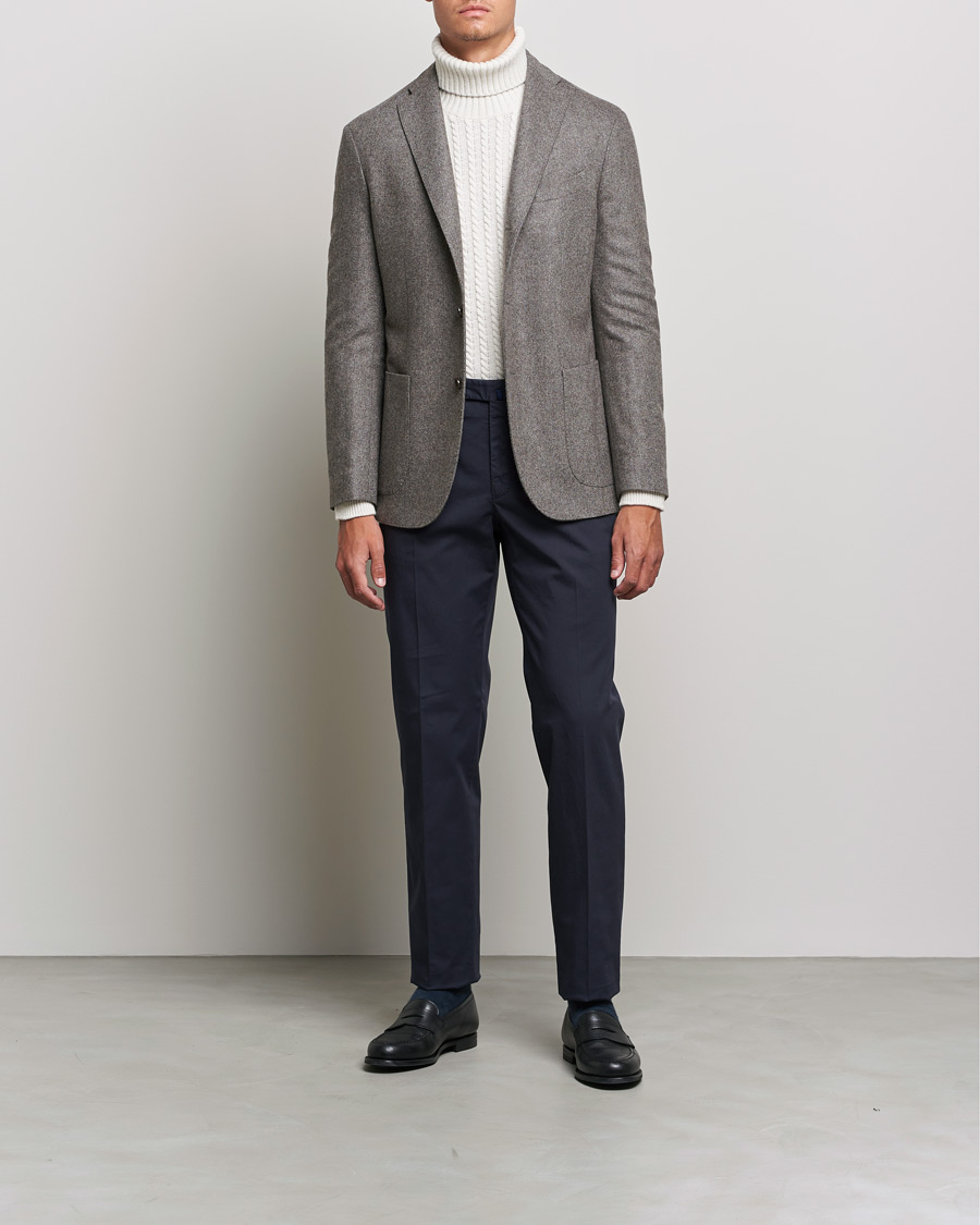 Uomini | Blazers | Boglioli | K Jacket Herringbone Wool Blazer Light Grey