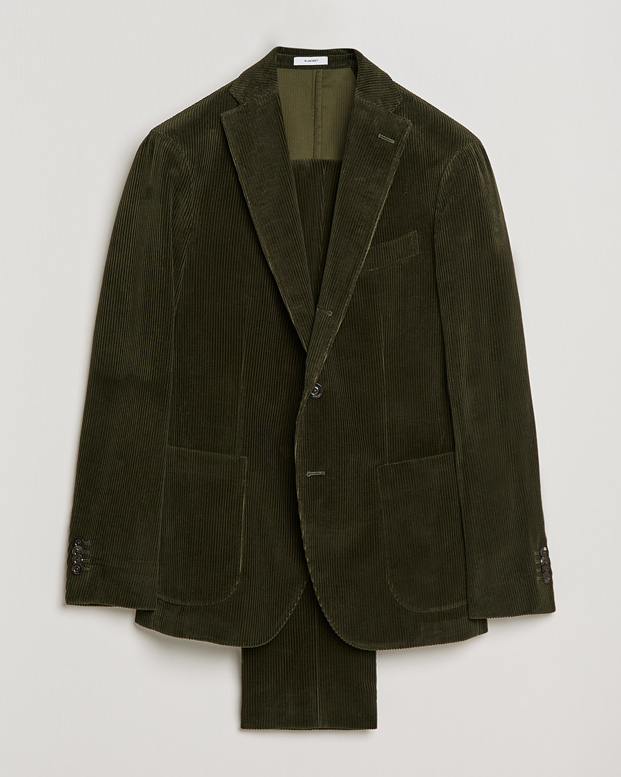 Uomini | Abiti | Boglioli | K Jacket Wale Corduroy Suit Forest Green