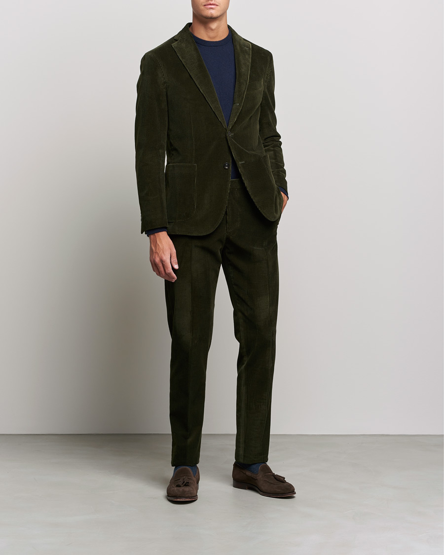 Uomini | Abiti | Boglioli | K Jacket Wale Corduroy Suit Forest Green