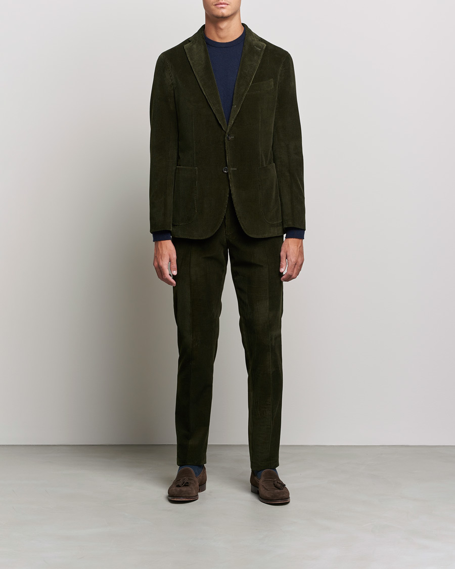 Uomini | Abiti | Boglioli | K Jacket Wale Corduroy Suit Forest Green