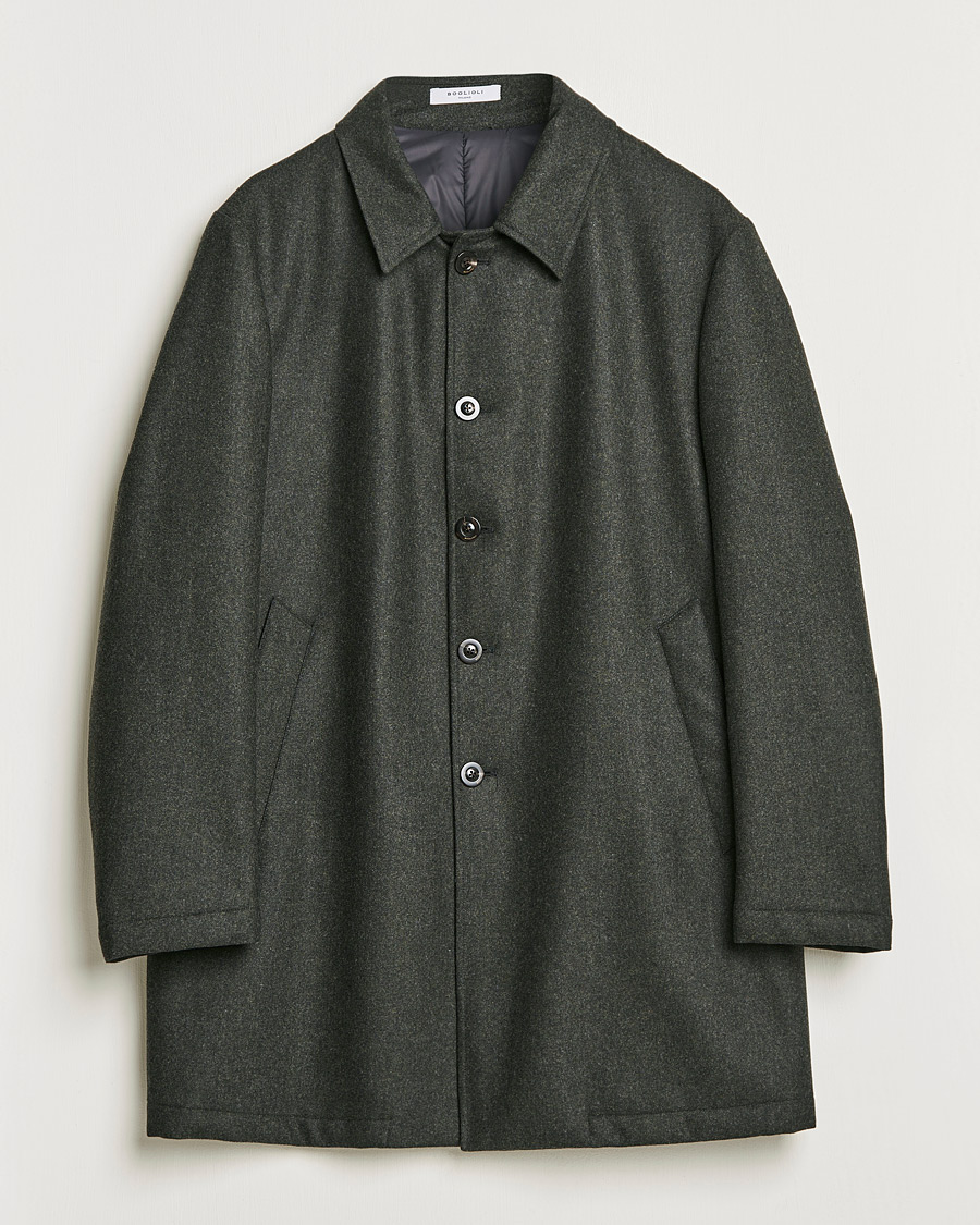 Uomini | Giacche | Boglioli | Padded Wool Coat Forest Green