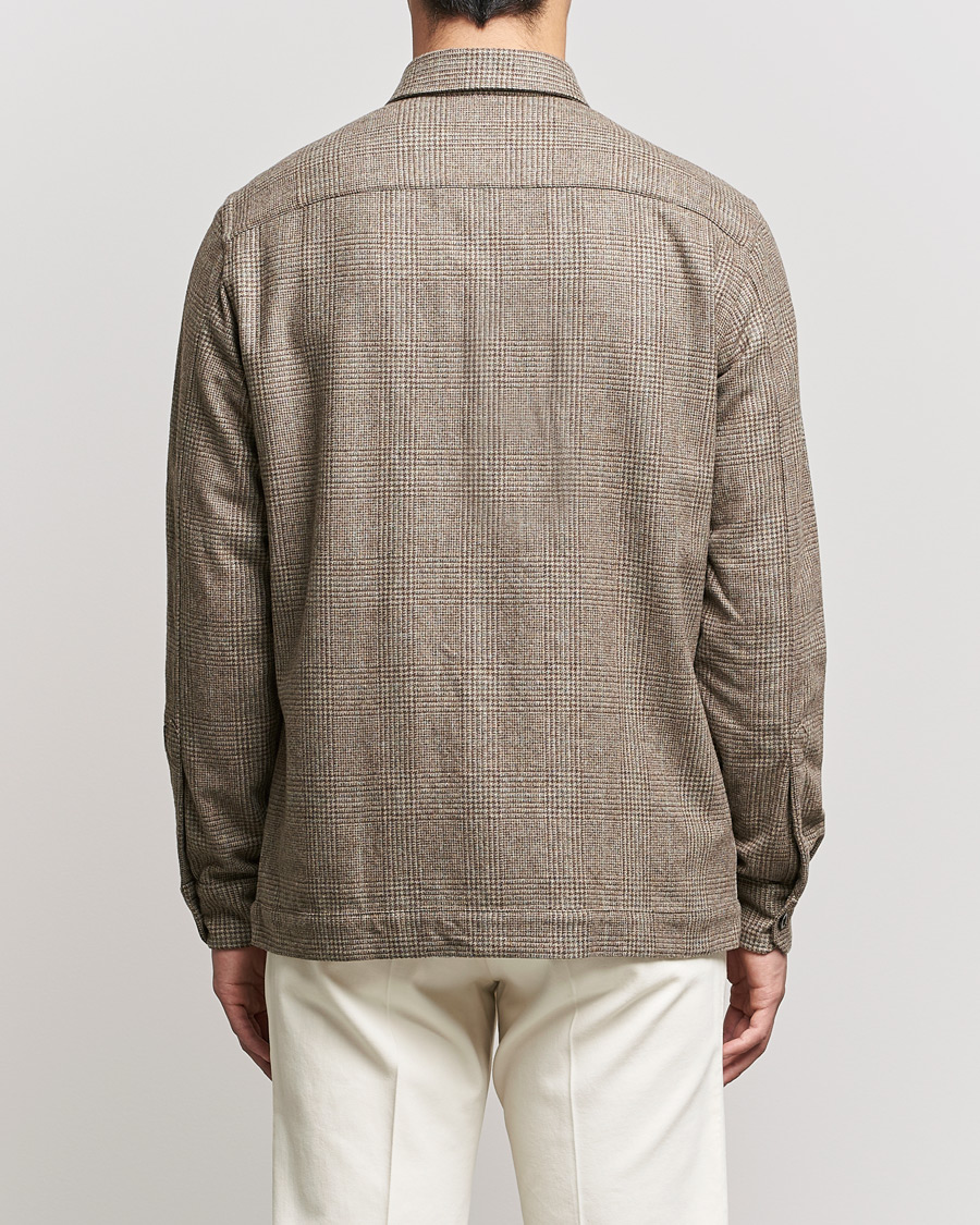 Uomini | Camicie | Boglioli | Check Flannel Overshirt Beige