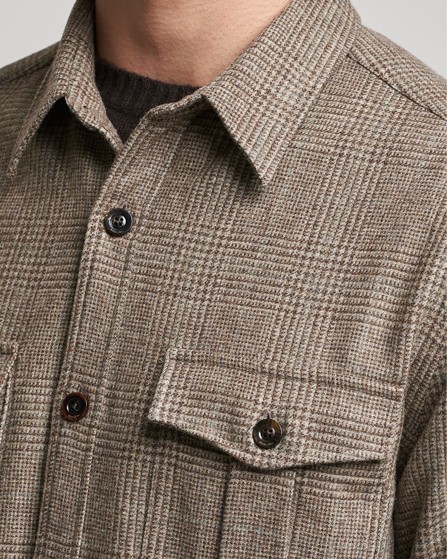 Uomini | Camicie | Boglioli | Check Flannel Overshirt Beige