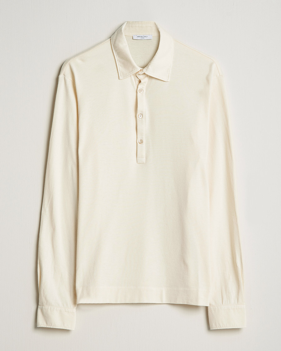 Uomini | Maglieria | Boglioli | Long Sleeve Polo Shirt Off White