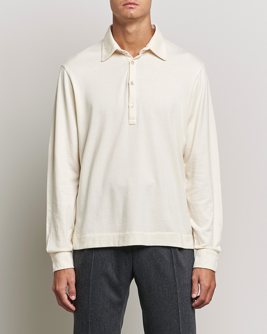 Uomini | Maglieria | Boglioli | Long Sleeve Polo Shirt Off White