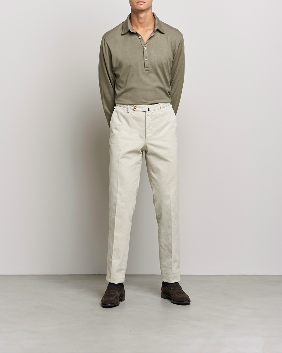 Uomini | Maglieria | Boglioli | Long Sleeve Polo Shirt Sage Green