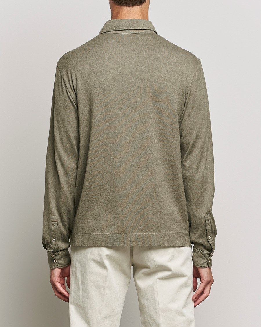 Uomini | Maglieria | Boglioli | Long Sleeve Polo Shirt Sage Green