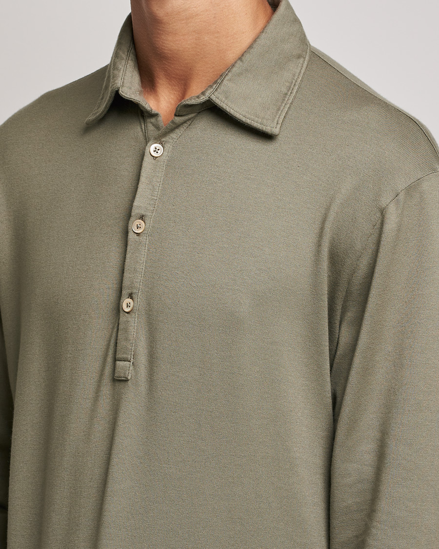 Uomini | Maglieria | Boglioli | Long Sleeve Polo Shirt Sage Green