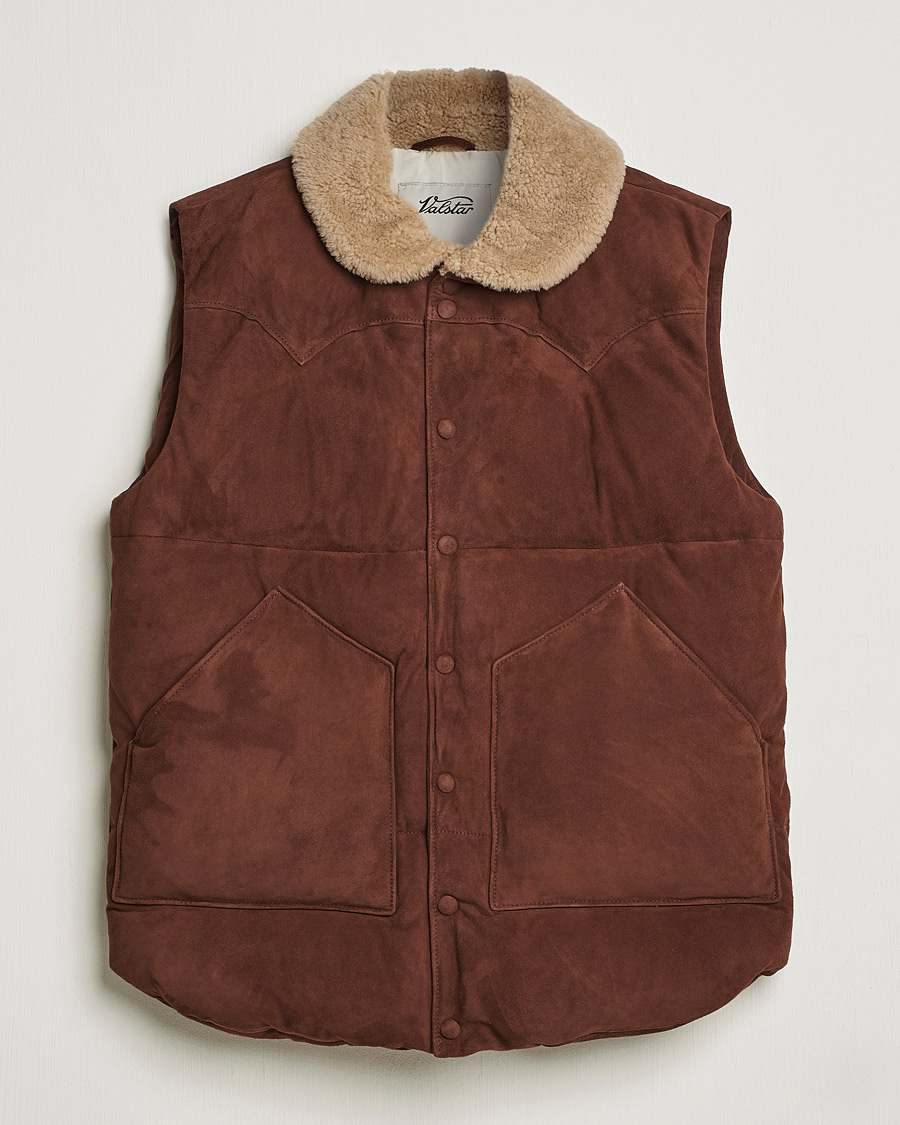 Uomini | Giacche | Valstar | Suede Shearling Vest Dark Brown