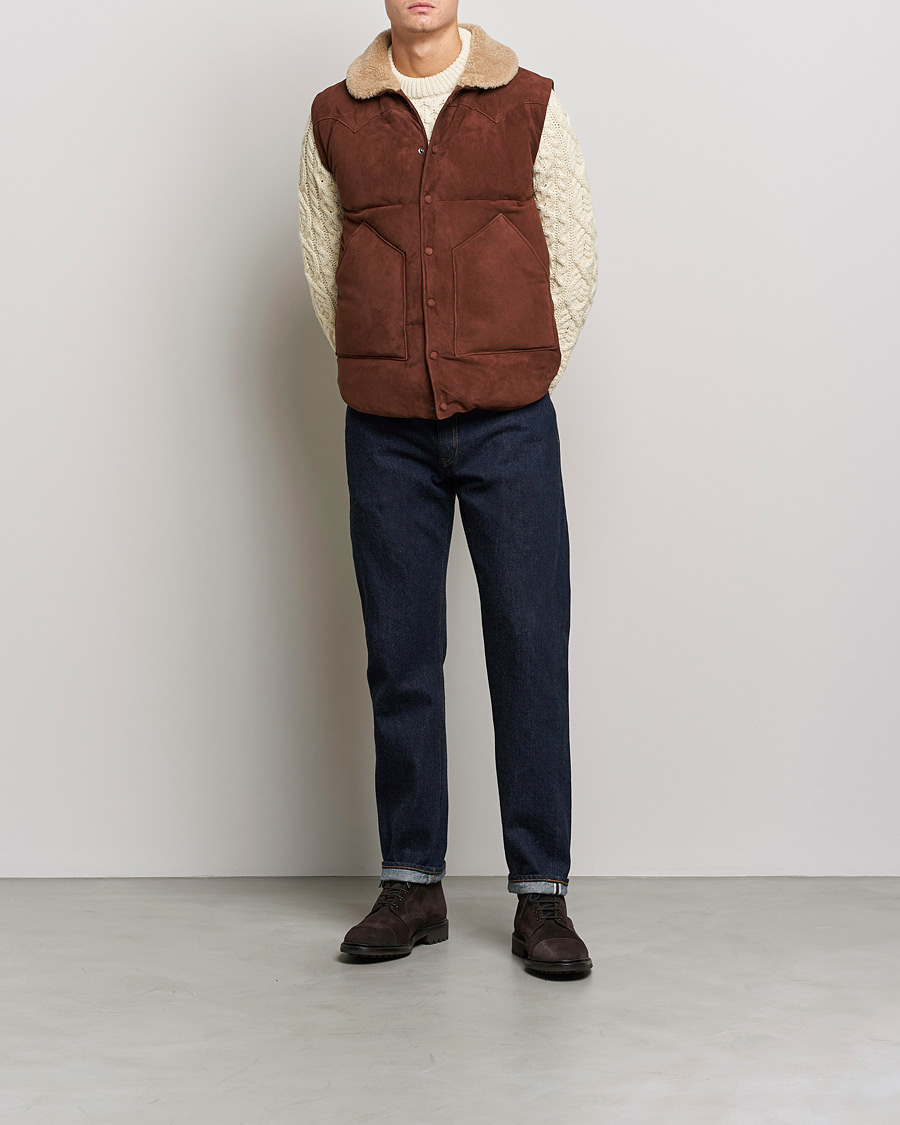 Uomini | Giacche | Valstar | Suede Shearling Vest Dark Brown
