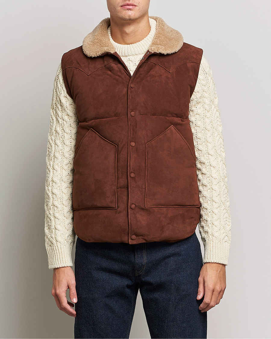 Uomini | Giacche | Valstar | Suede Shearling Vest Dark Brown