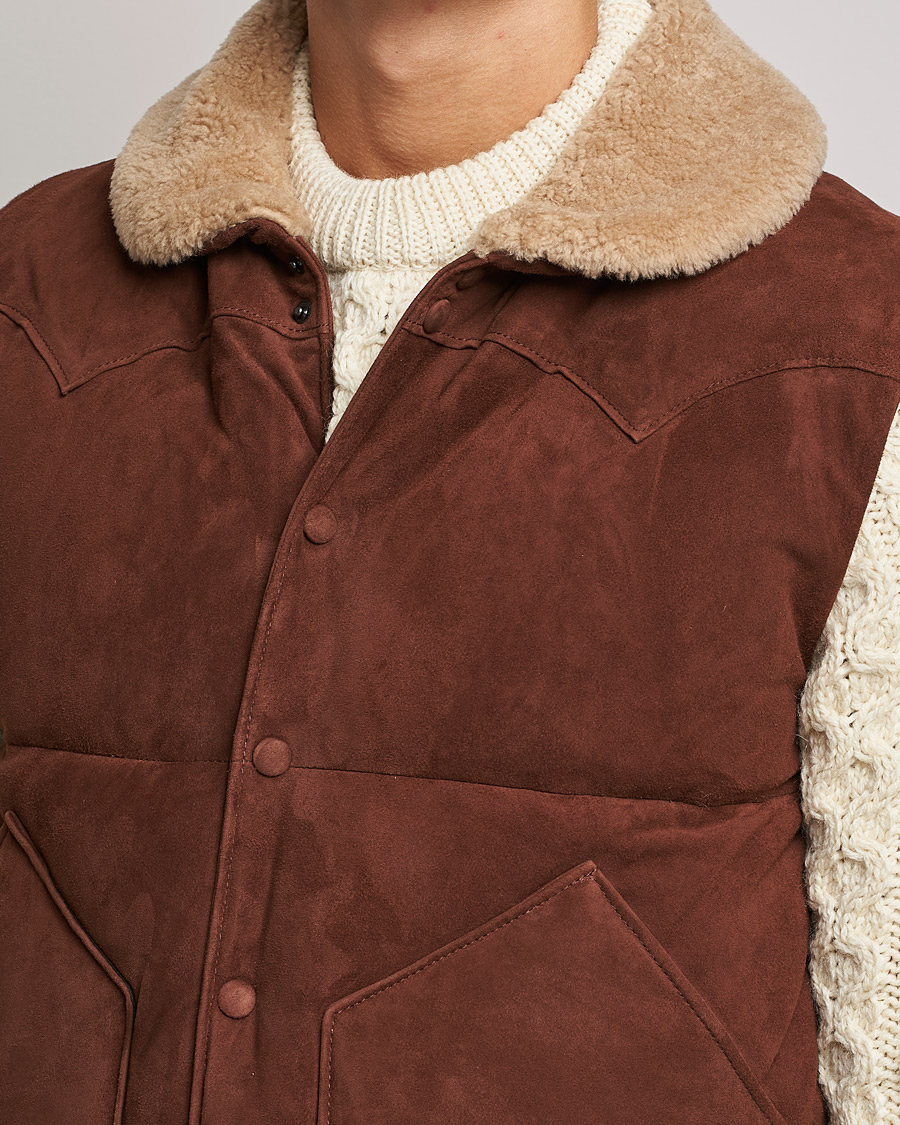 Uomini | Giacche | Valstar | Suede Shearling Vest Dark Brown