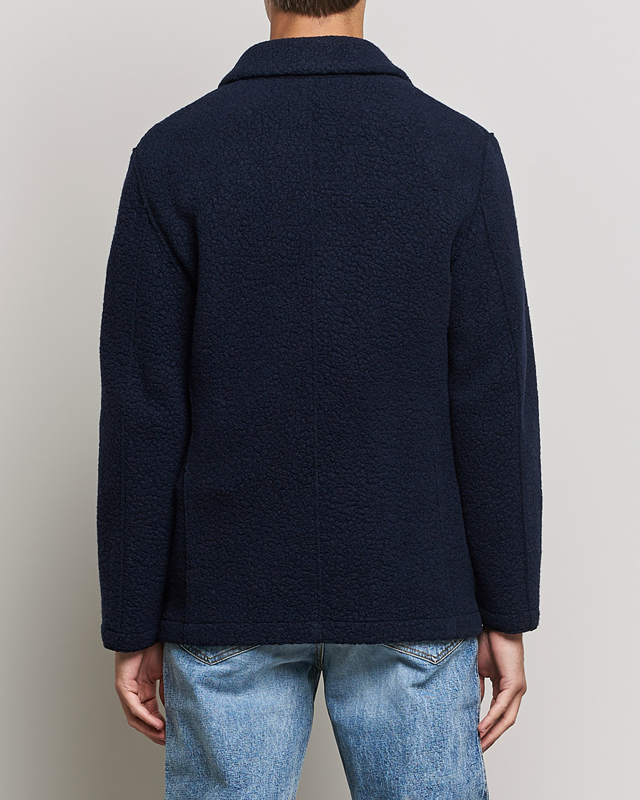 Uomini | Camicie | Harris Wharf London | Harrington Wool Boucleè Shirt Jacket Navy