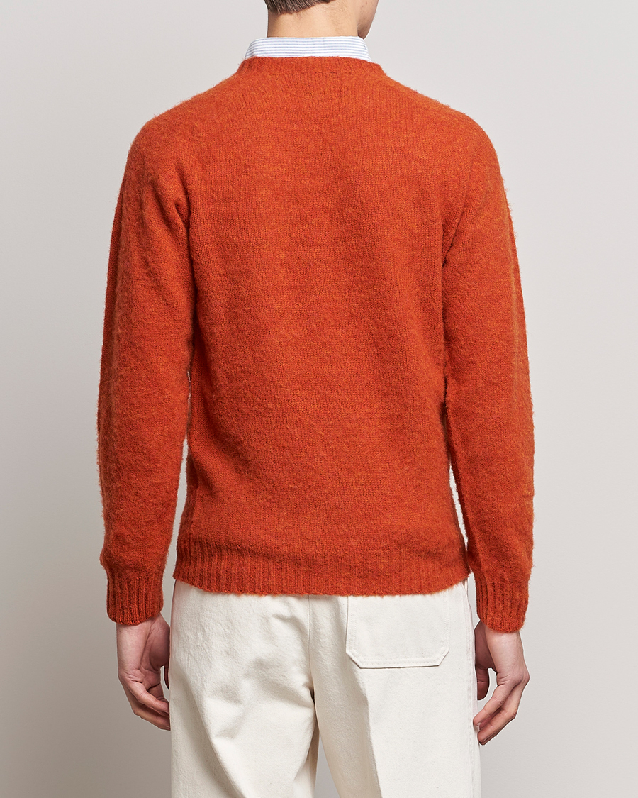 Uomini | Maglieria | Drake's | Brushed Shetland Crew Orange