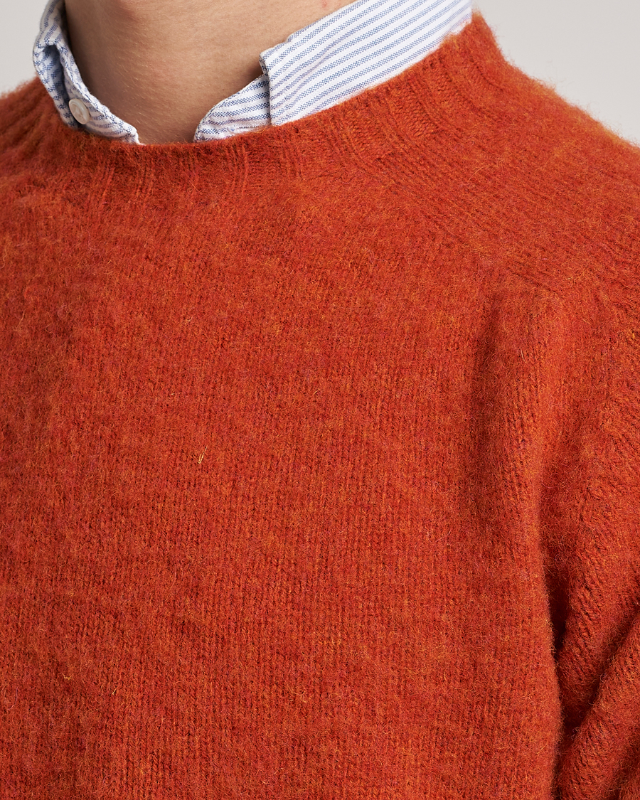 Uomini | Maglieria | Drake's | Brushed Shetland Crew Orange