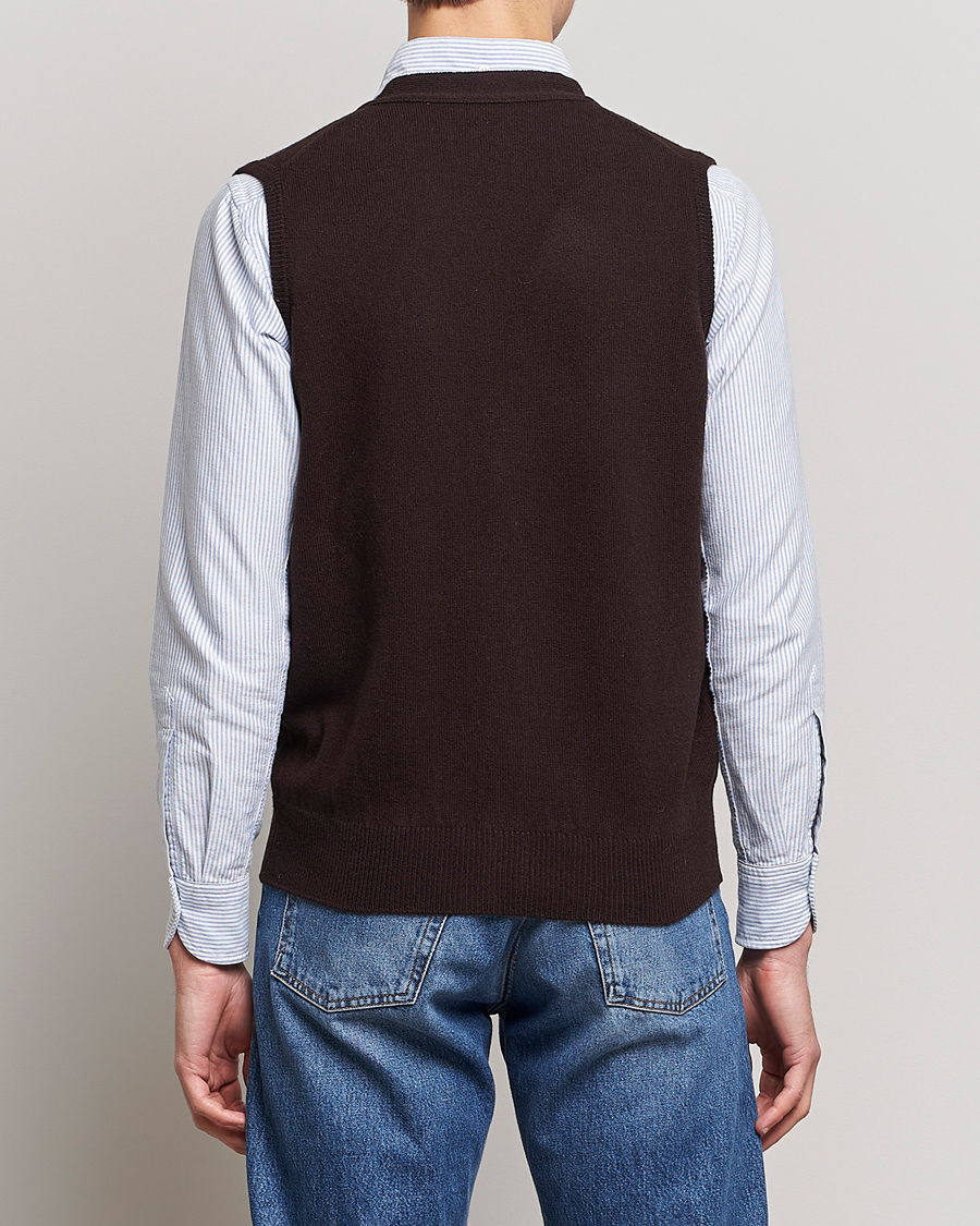 Uomini | Maglieria | Drake's | Lambswool Vest Cardigan Brown