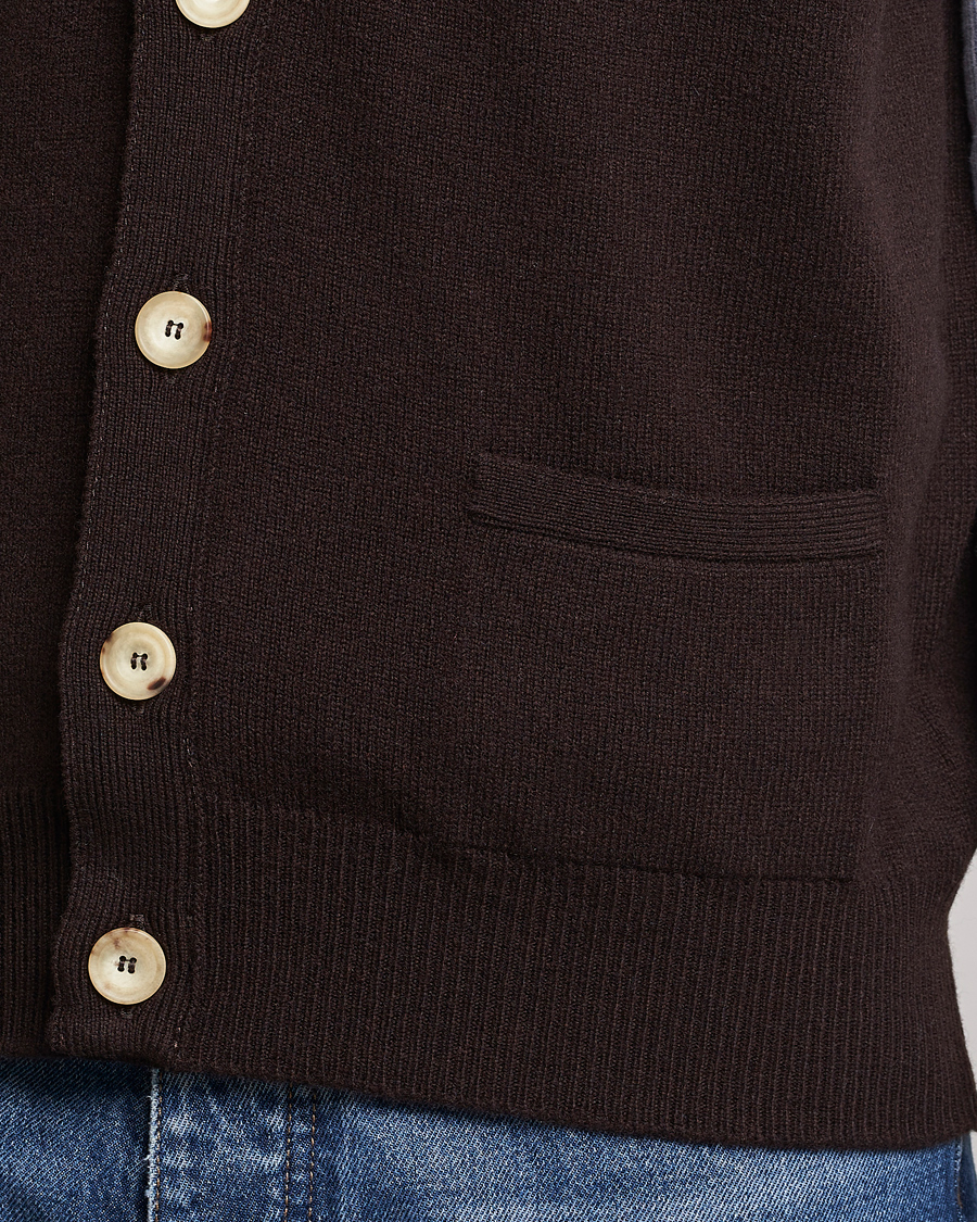 Uomini | Maglieria | Drake's | Lambswool Vest Cardigan Brown