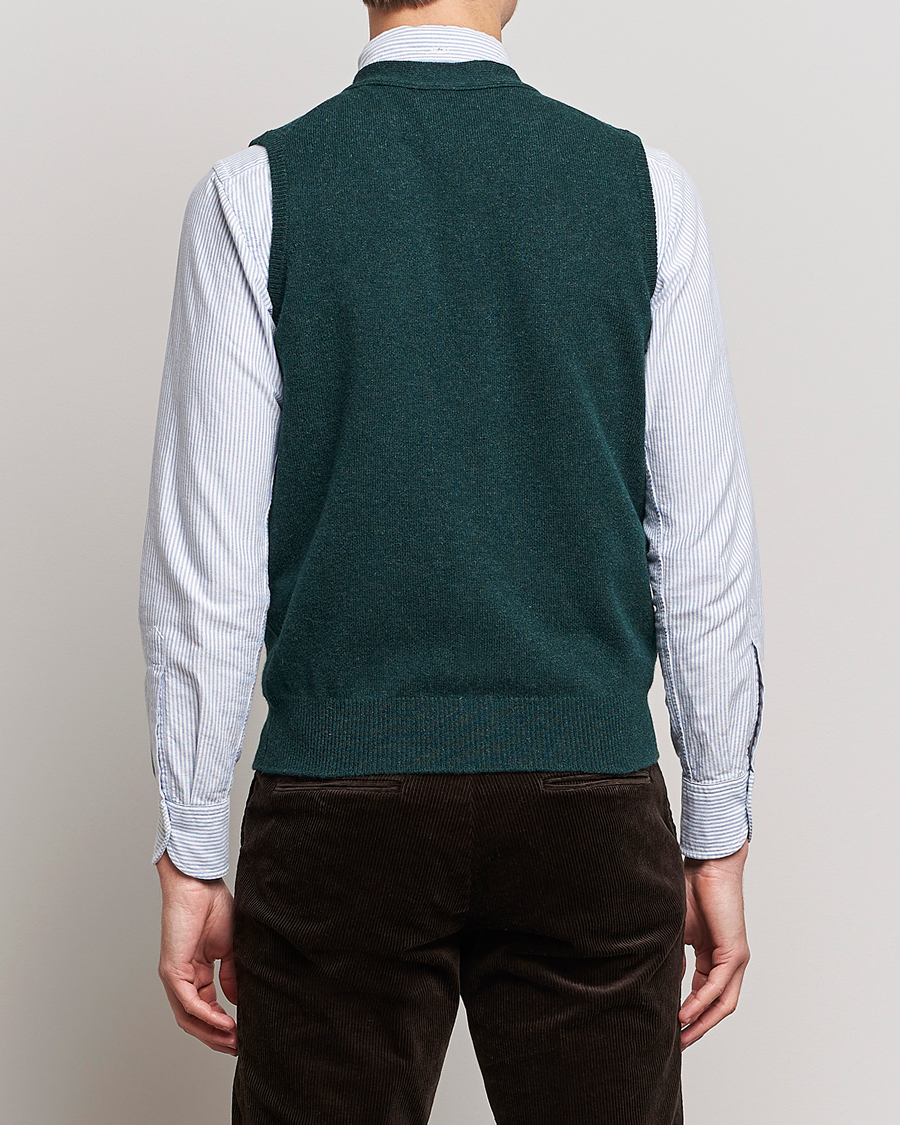 Uomini | Maglieria | Drake's | Lambswool Vest Cardigan Green