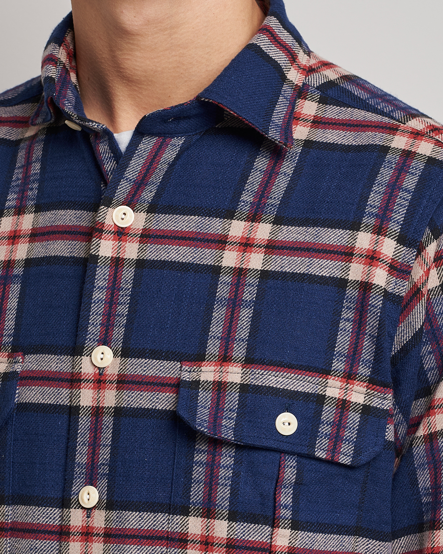 Uomini | Camicie | Drake's | Rugged Cotton Twill Work Shirt Blue