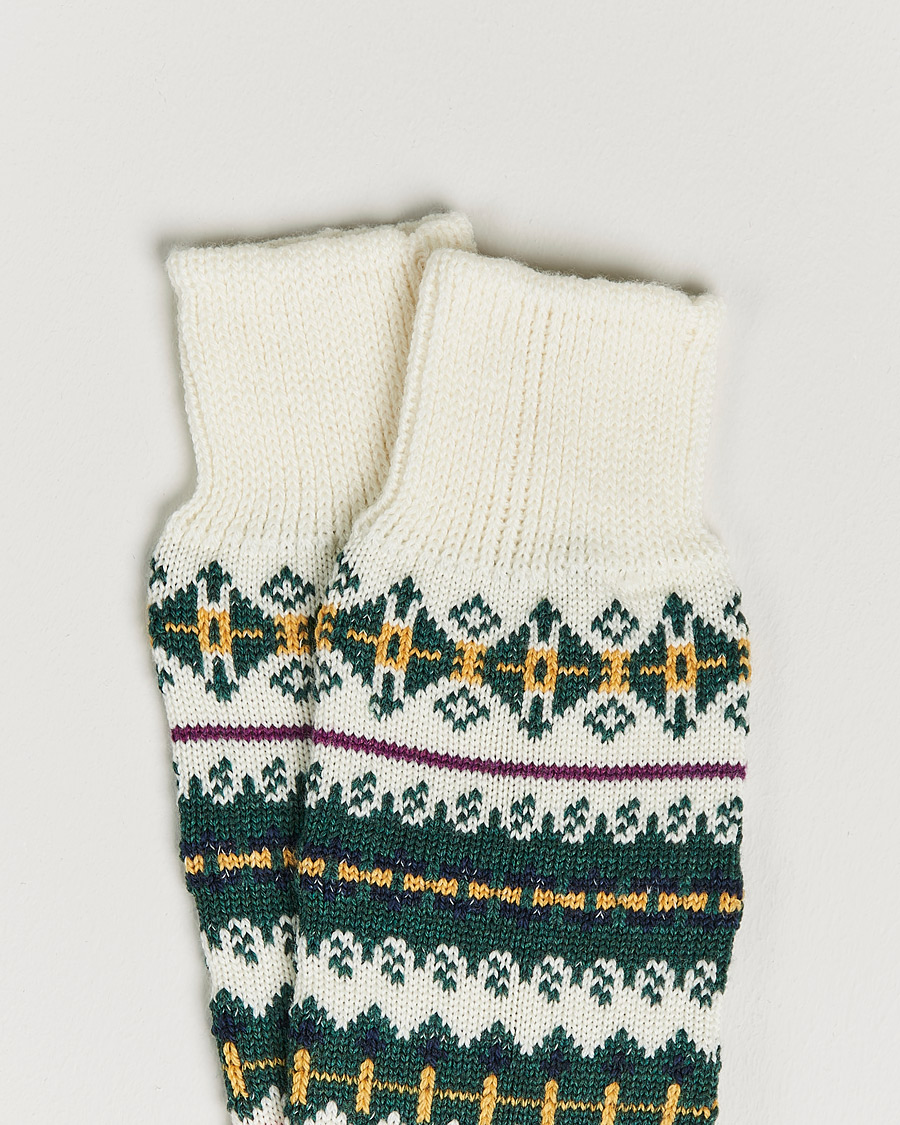 Uomini | Biancheria intima | Drake's | Fairisle Wool/Cotton Socks Ecru