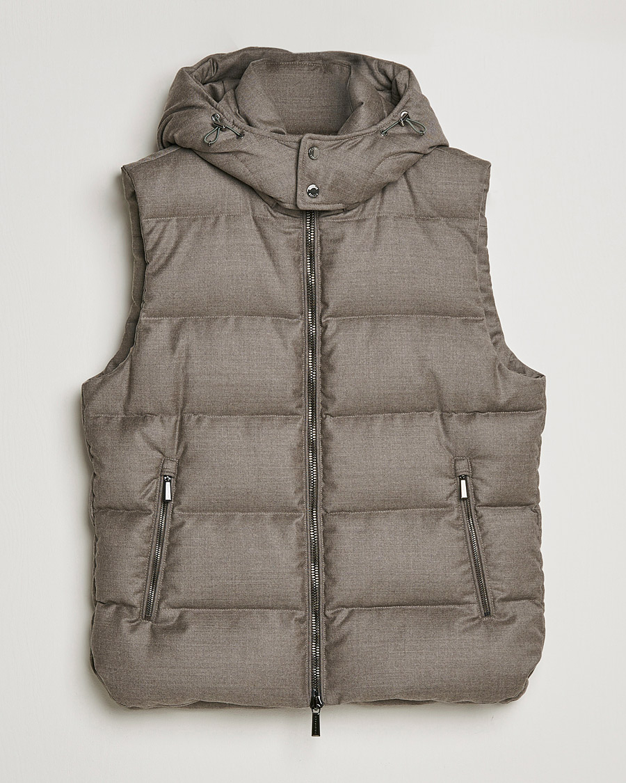 Uomini | Giacche | MooRER | Fire Wool/Cashmere Hooded Vest Beige
